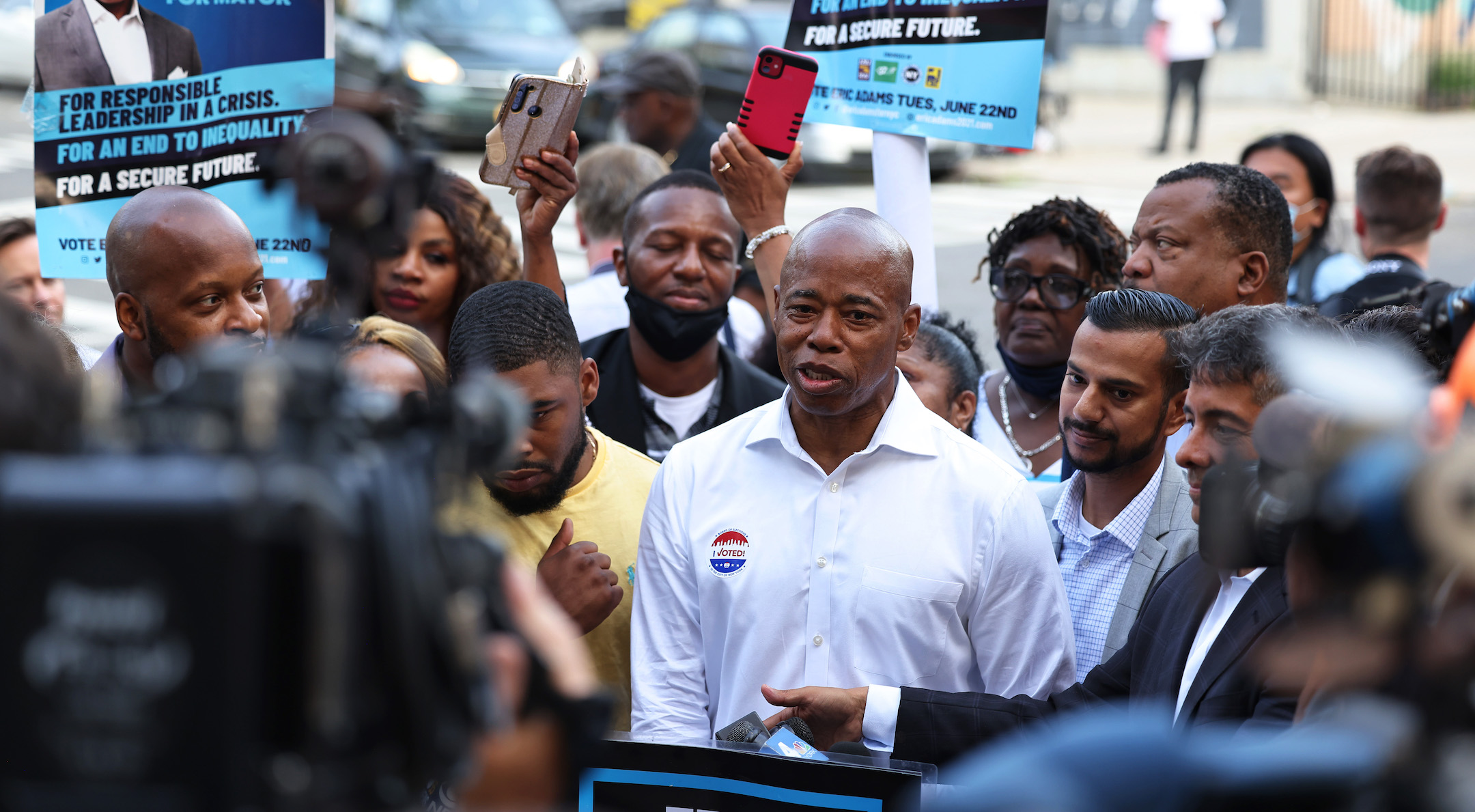 New York Mayoral Candidate Eric Adams Votes In Primary