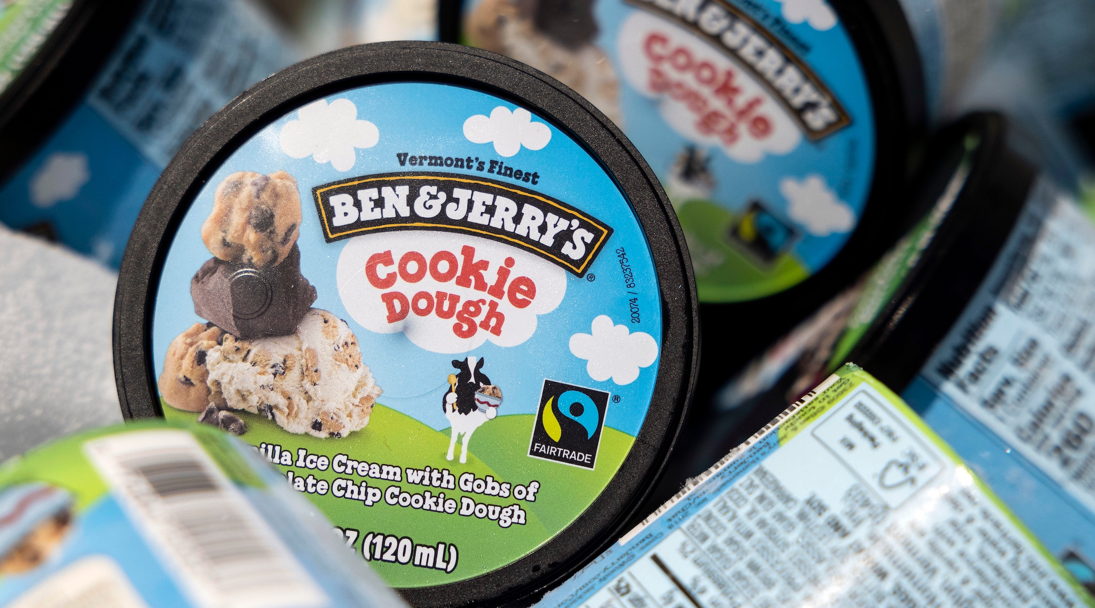 A pint of Ben & Jerry's Cookie Dough ice cream