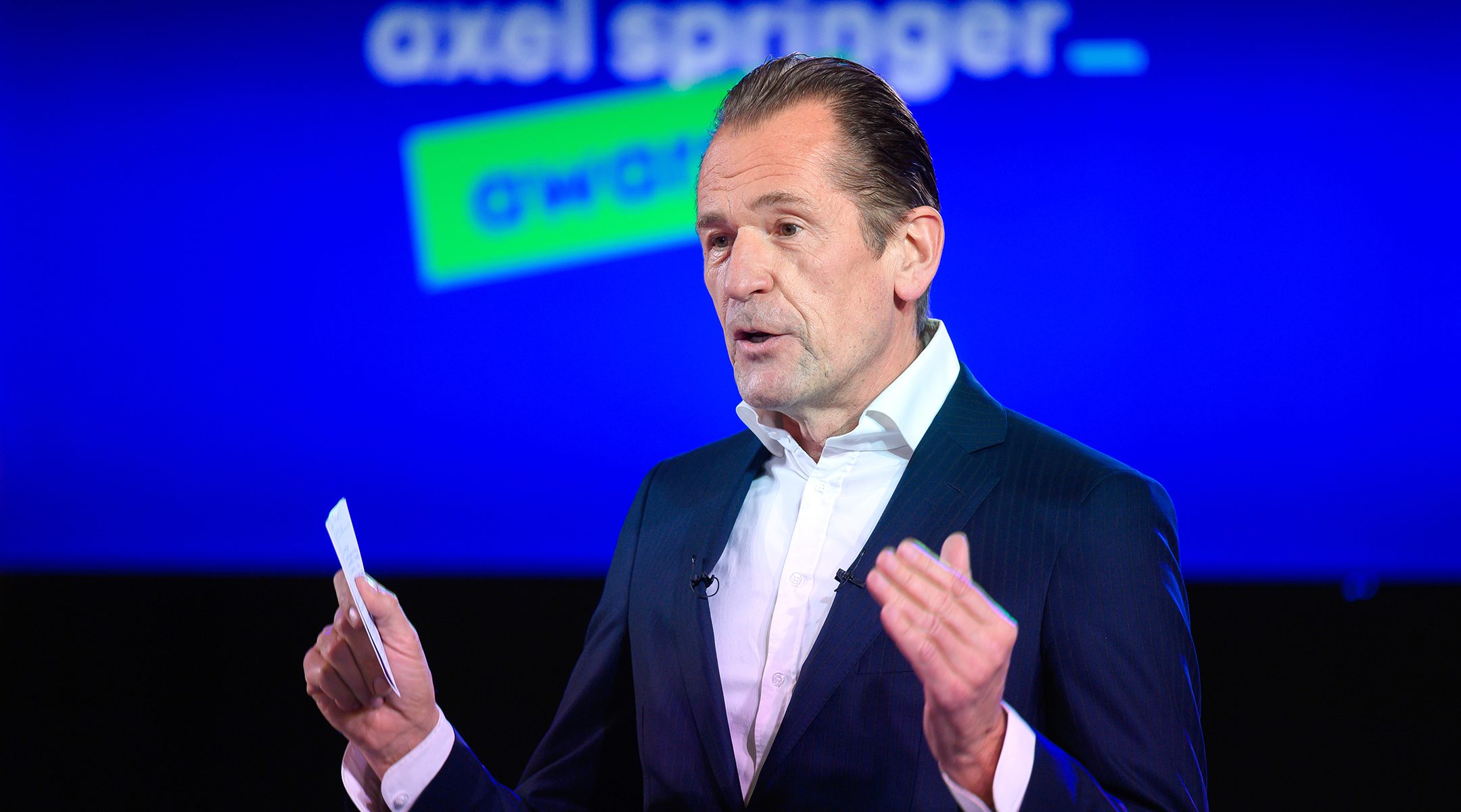 Mathias Döpfner, CEO of Axel Springer SE, speaks at the opening of the Axel Springer Award ceremony in Berlin, Germany on March 18, 2021. (Bernd von Jutrczenka - Pool/Getty Images)