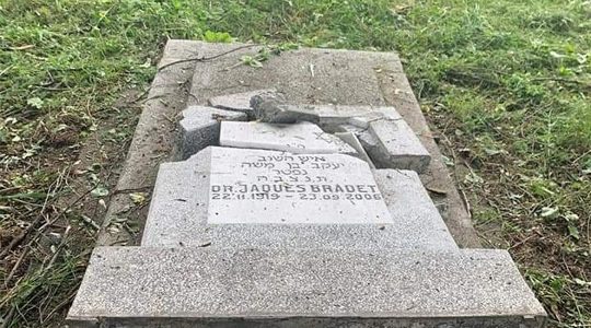 The after math of vandalism at the Jewish cemetery of Ploesti, Romania in June 2021. (MCA Romania)
