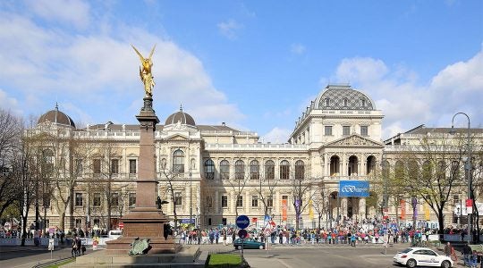 Students and pedestrians attend a cultural event at the University of Vienna, Austria on April 12, 2015. (Wikimedia Commons)