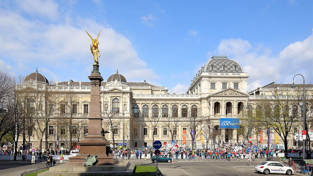 Students and pedestrians attend a cultural event at the University of Vienna, Austria on April 12, 2015. (Wikimedia Commons)