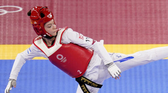 Israel's Avishag Semberg competes in the women's -49kg Taekwando tournament