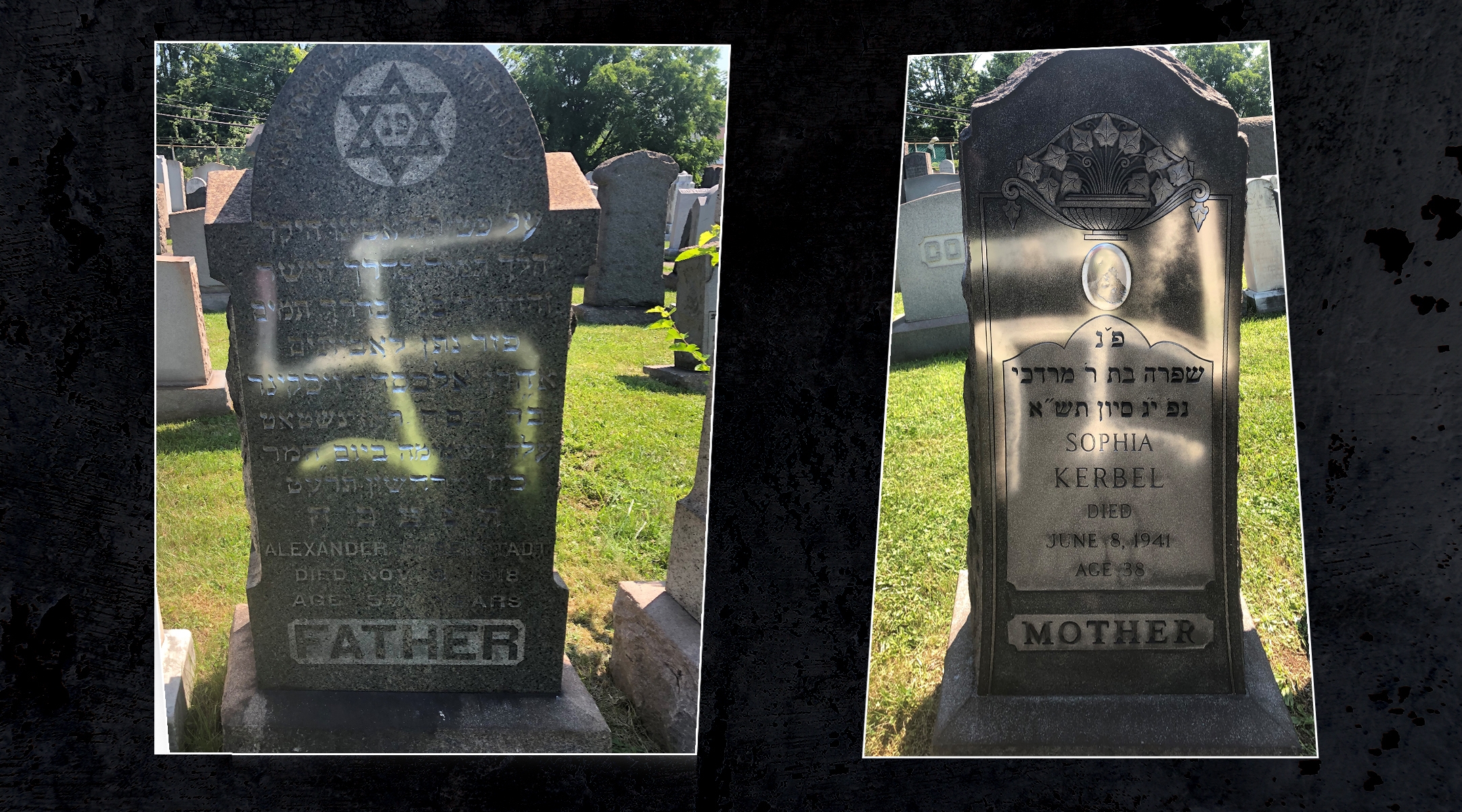 Defaced gravestones at a Jewish cemetery in Maryland