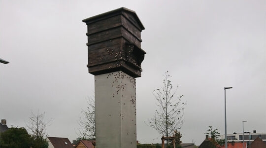 The statue "Latvian Beehive" in Zedelgem, Belgium. (Okupacijas Muzejs)