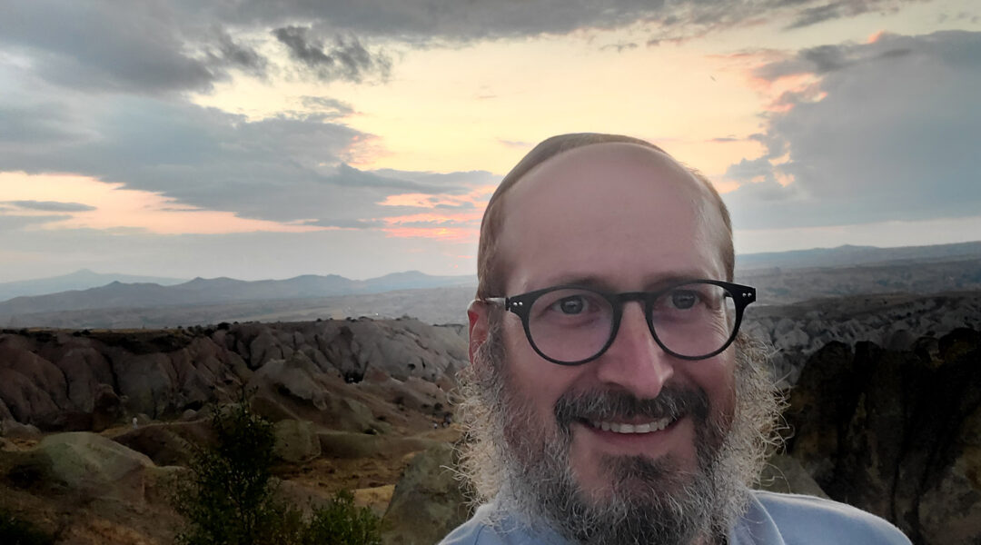 Rabbi Mendy Chitrik takes a selfie at sunset in Turkey on Aug. 9, 2021. (Courtesy of Chitrik)