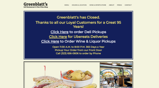 Greenblatt's Los Angeles deli closed