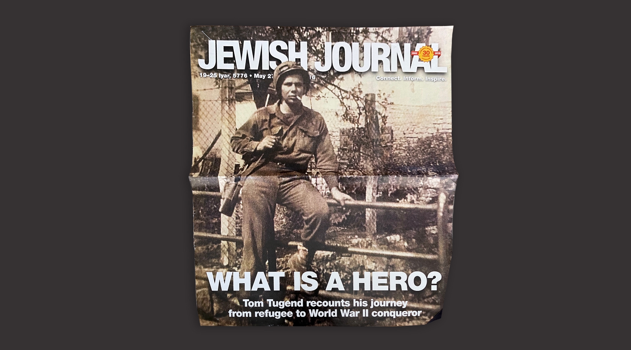 Tom Tugend on the cover of The Jewish Journal of Greater Los Angeles, May 2016. 