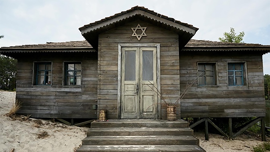 The facade of the school building on the set of "Shttl," a French-Ukrainian production about the Holocaust. (KP/Star Media)