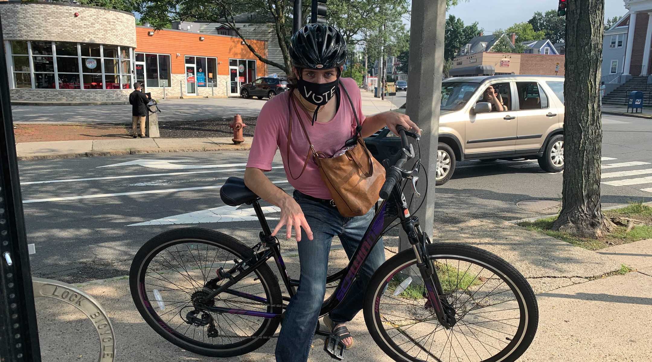 Ezra Furman on bike