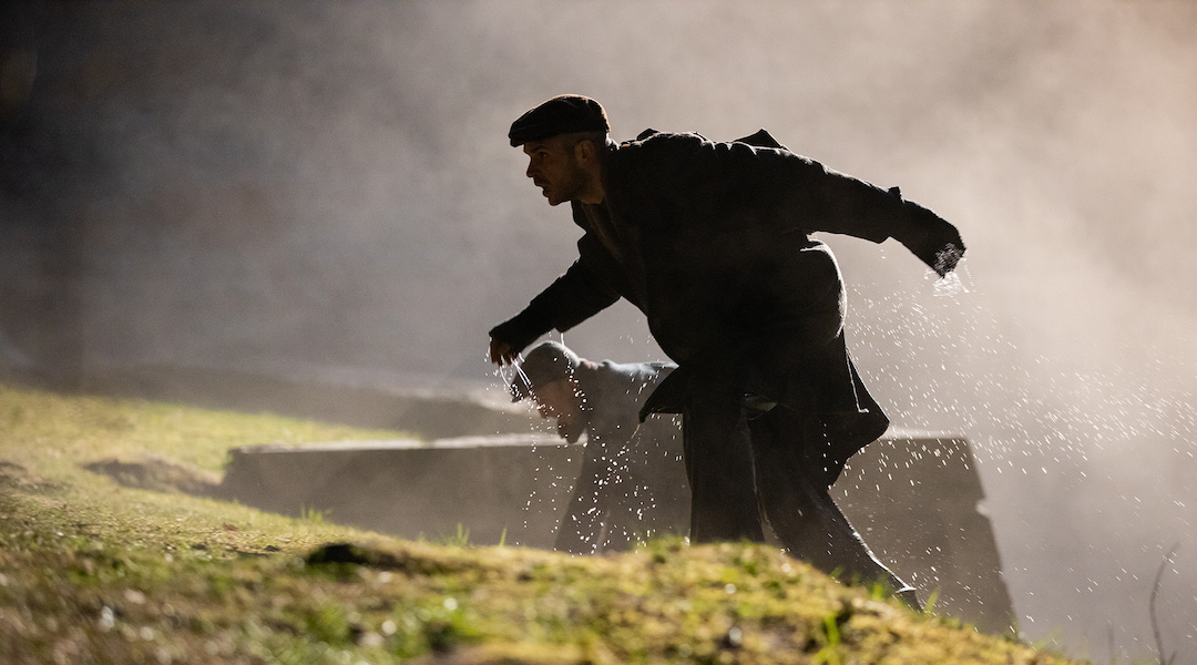 Two prisoners escape Auschwitz in a movie still