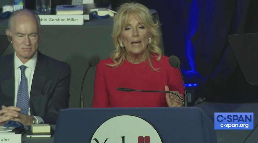 Jill Biden speaks at the Yeshiva Beth Yehudah fundraiser dinner in Detroit