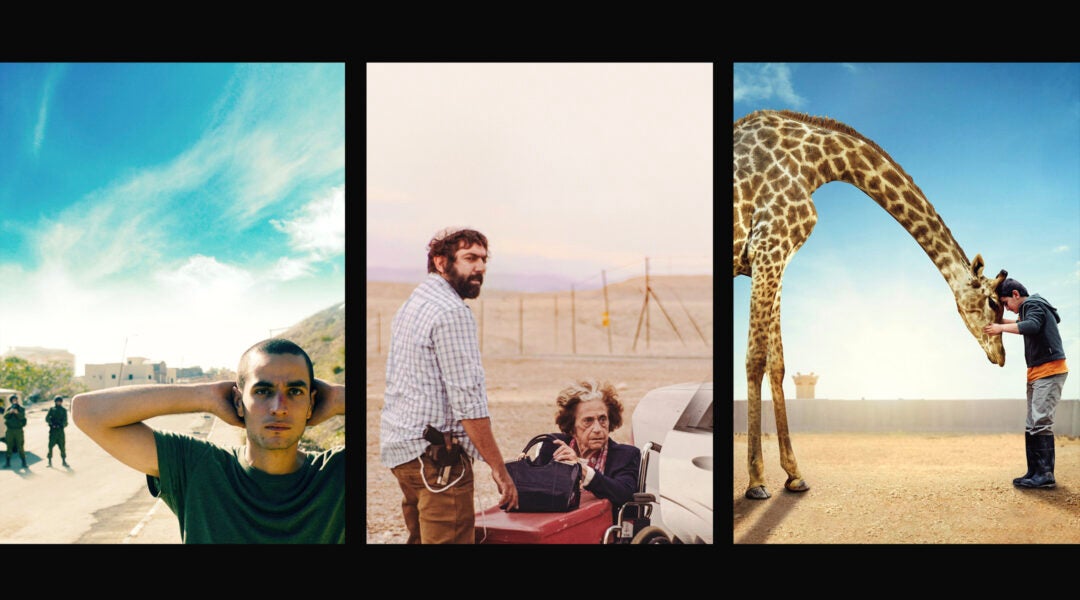 Three still images from Palestinian films available on Netflix
