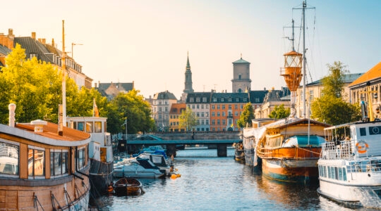 Boats in a canal in Copenhagen, Denmark