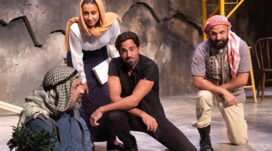 Actors playing Israelis and Palestinians in a stage musical