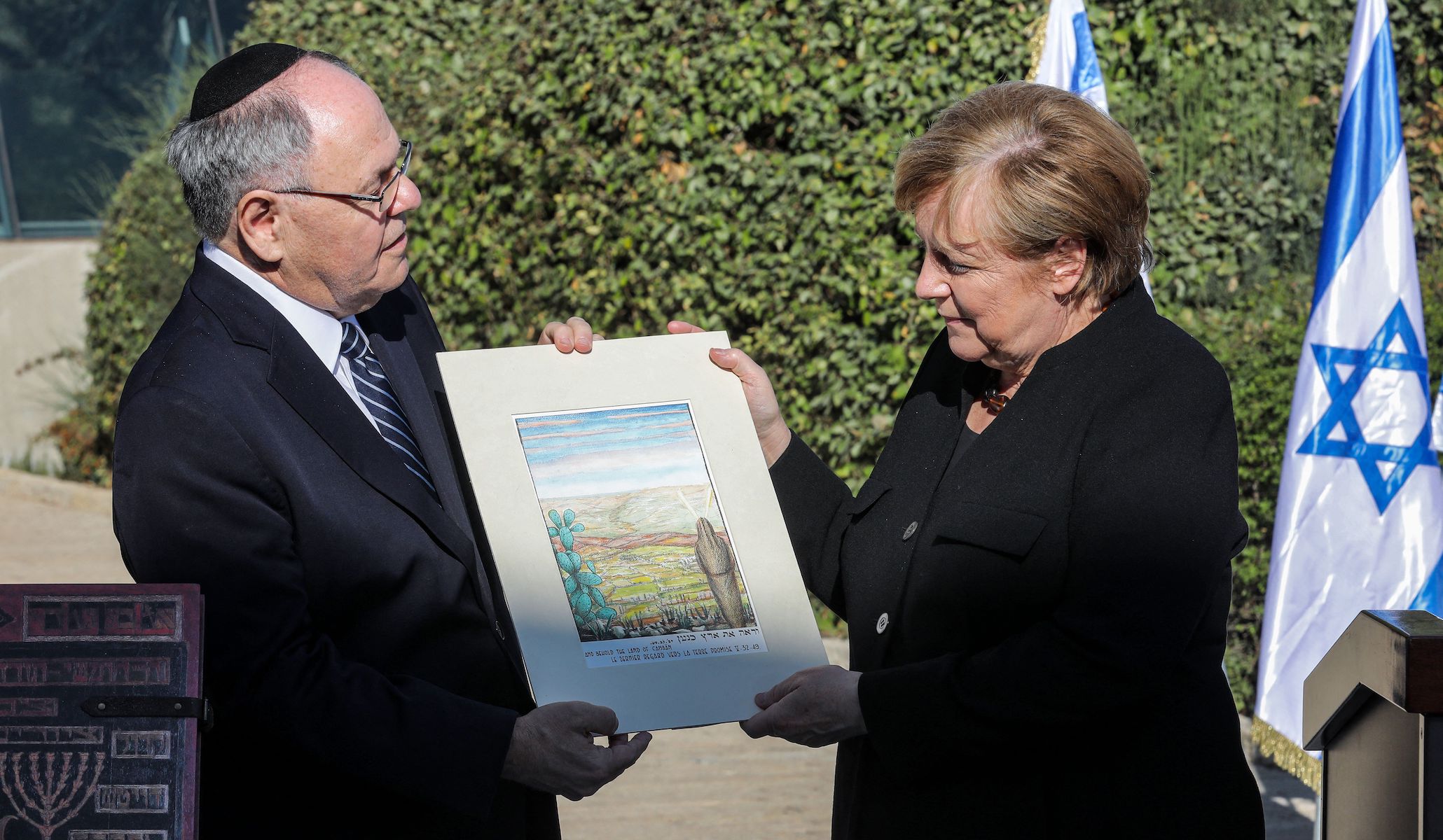 Angela Merkel is welcomed to Yad Vashem