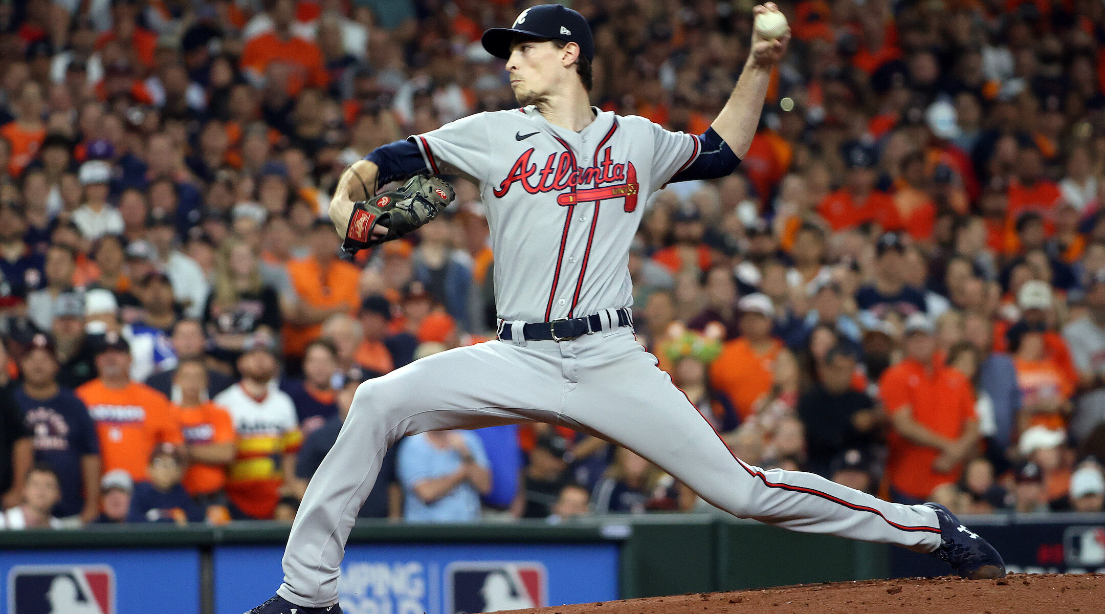 Max Fried pitches in Game 6 of the 2021 World Series