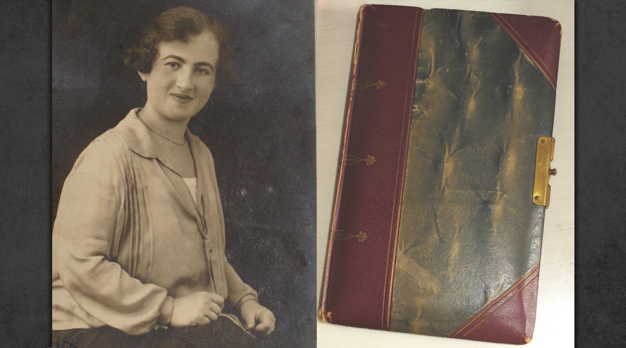 old photo of German-Jewish woman and her 1916 autograph album.