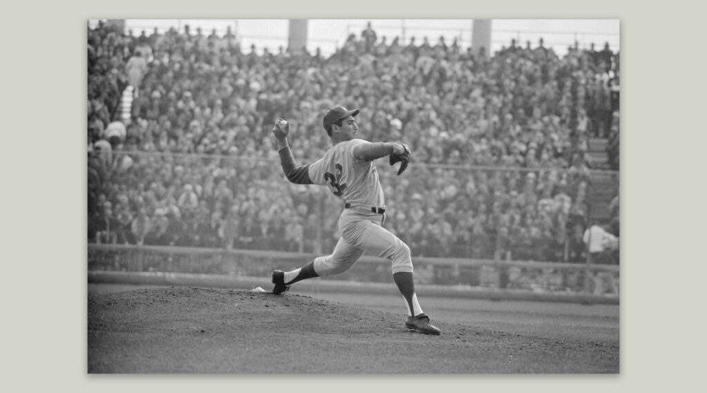 Sandy Koufax pitching in the 1965 World Series
