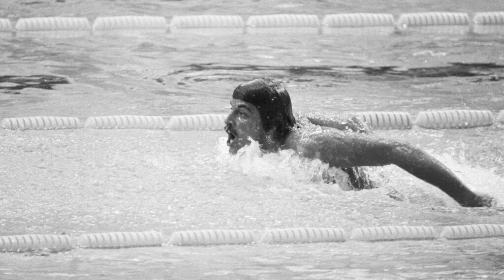 Mark Spitz swimming the butterfly