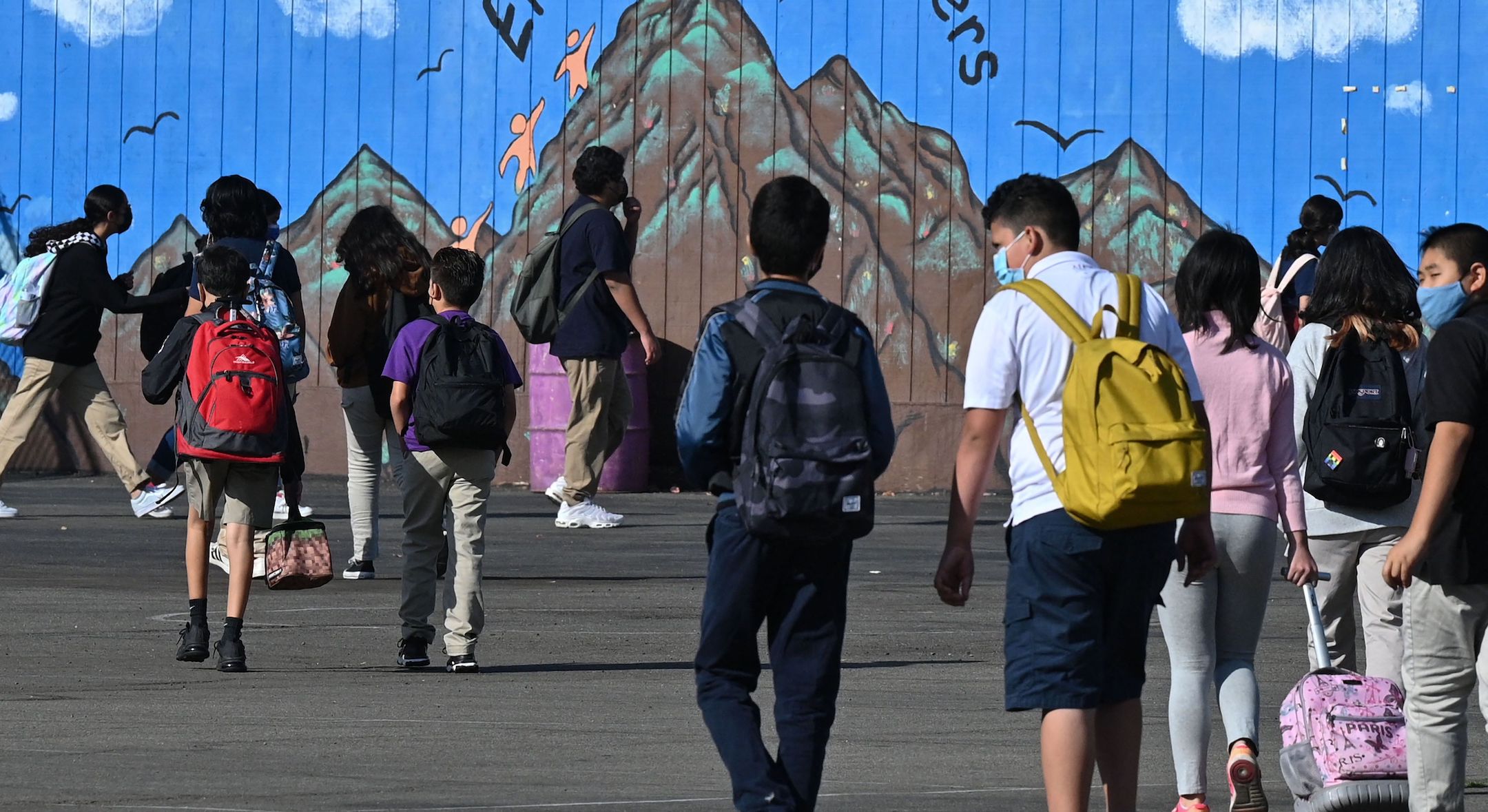 kids walk to class