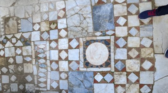 The floor of the synagogue in Side, Turkey