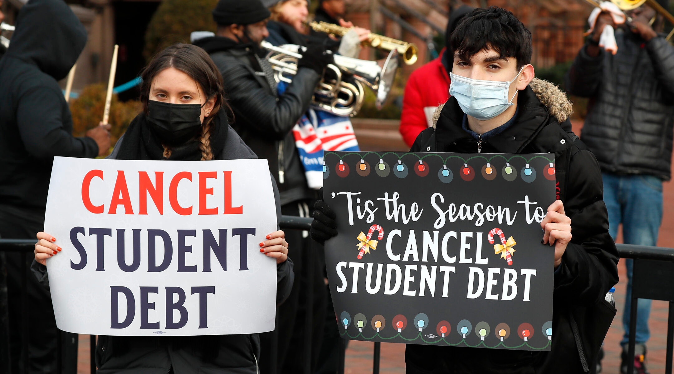 Activists And Musicians Gather At The White House To Greet The Staff With Joyful Music And A Demand To Cancel Student Debt