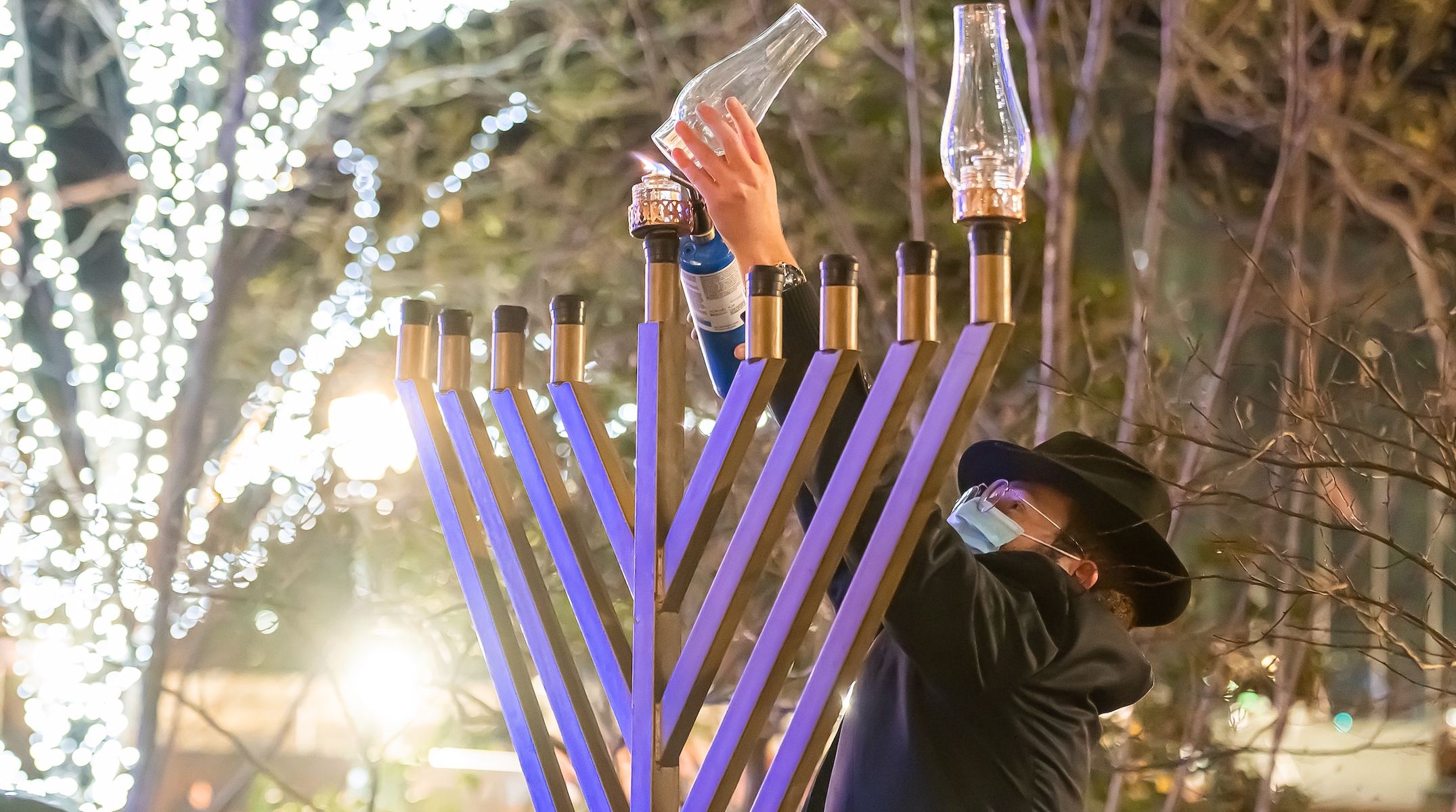 Chabad menorah in Hudson Yards