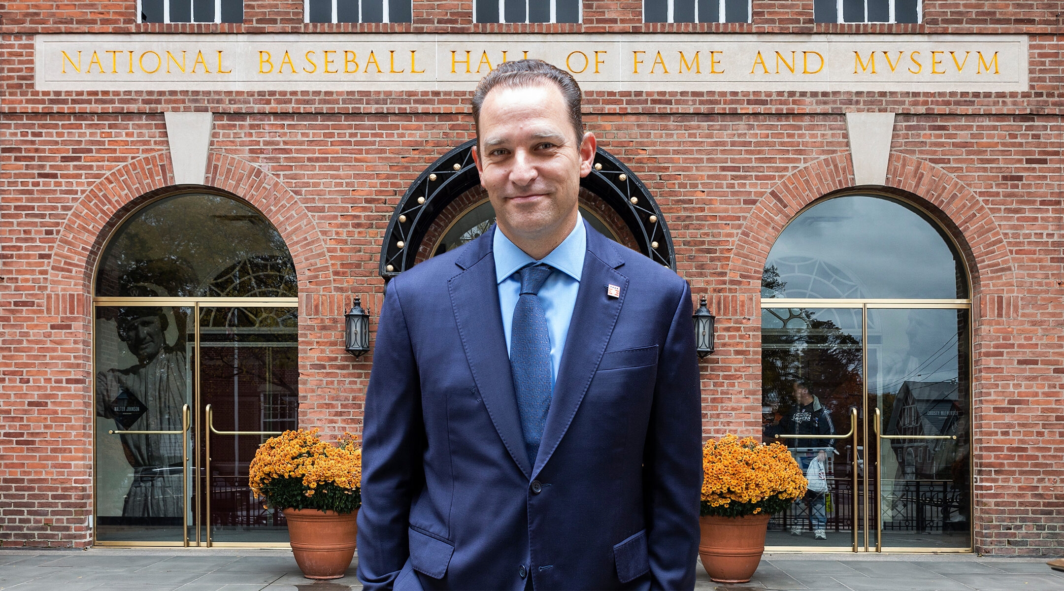 Josh Rawitch in front of the Baseball Hall of Fame