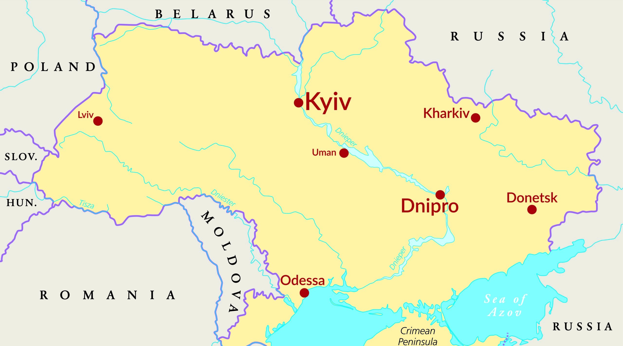 Map of Ukraine. 