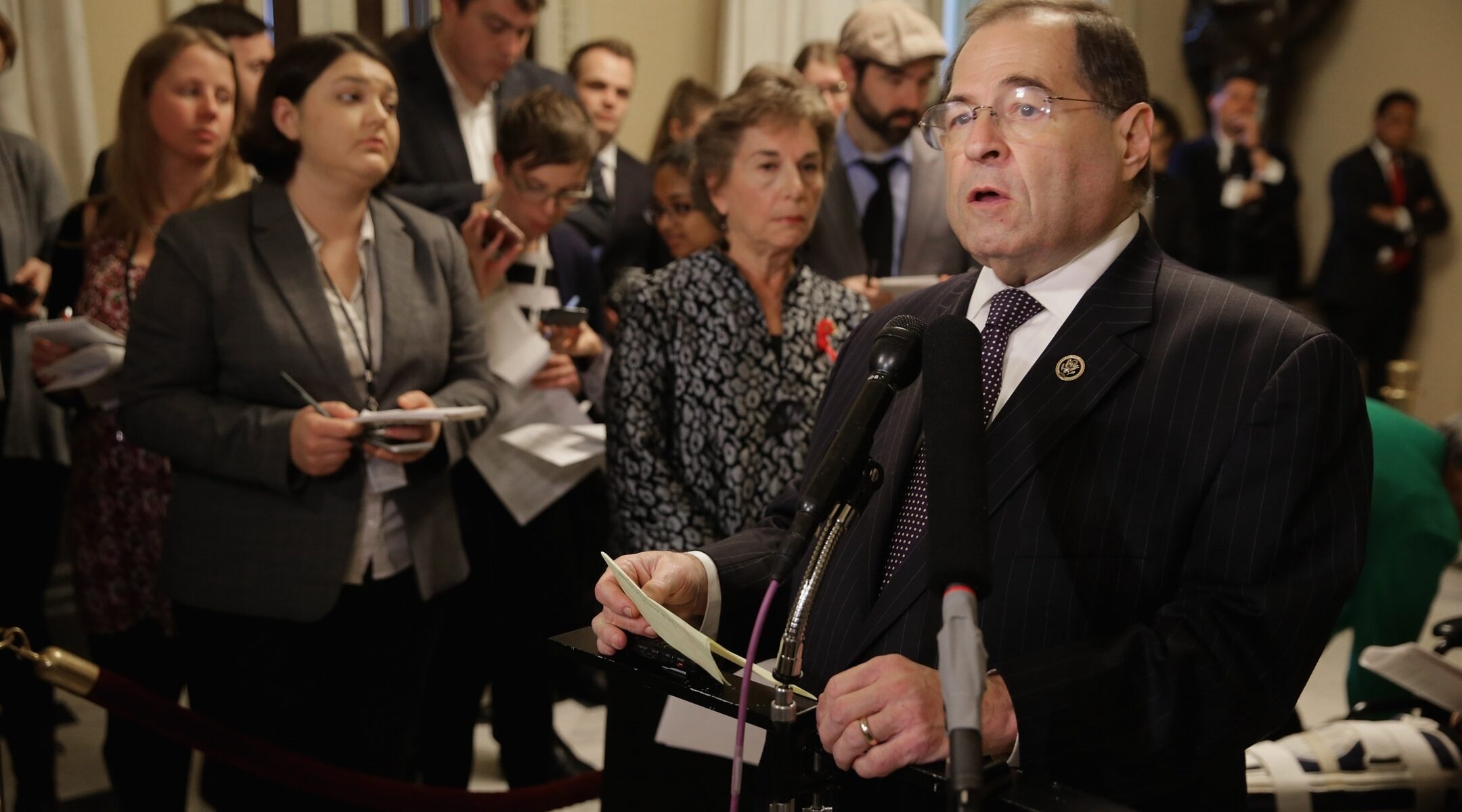 Rep. Jerrold Nadler talks to reporters during a news conference