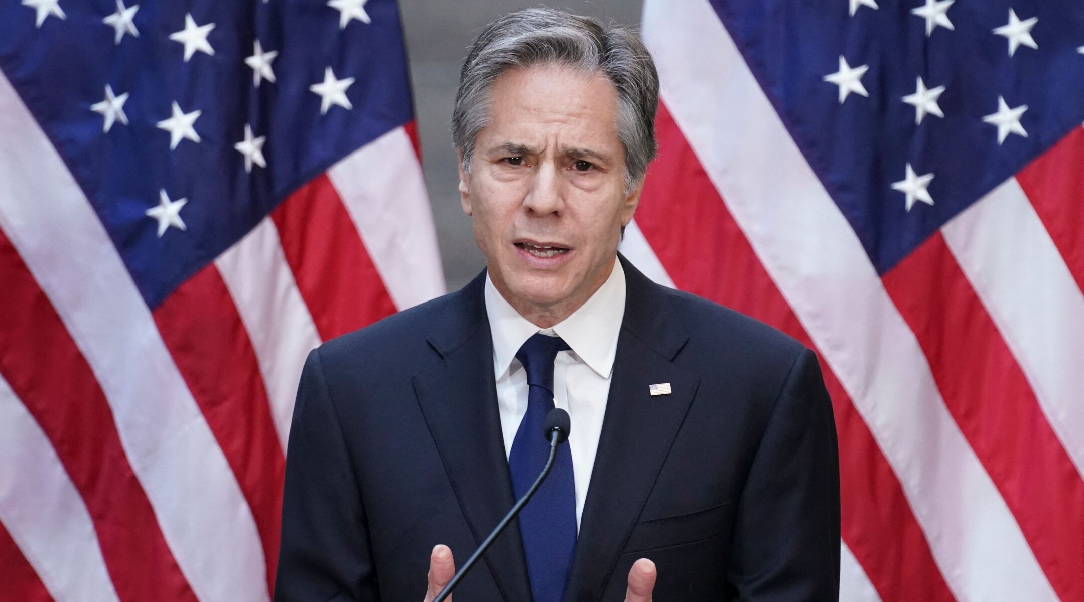 Secretary of State Antony Blinken speaks at the United States Holocaust Memorial Museum