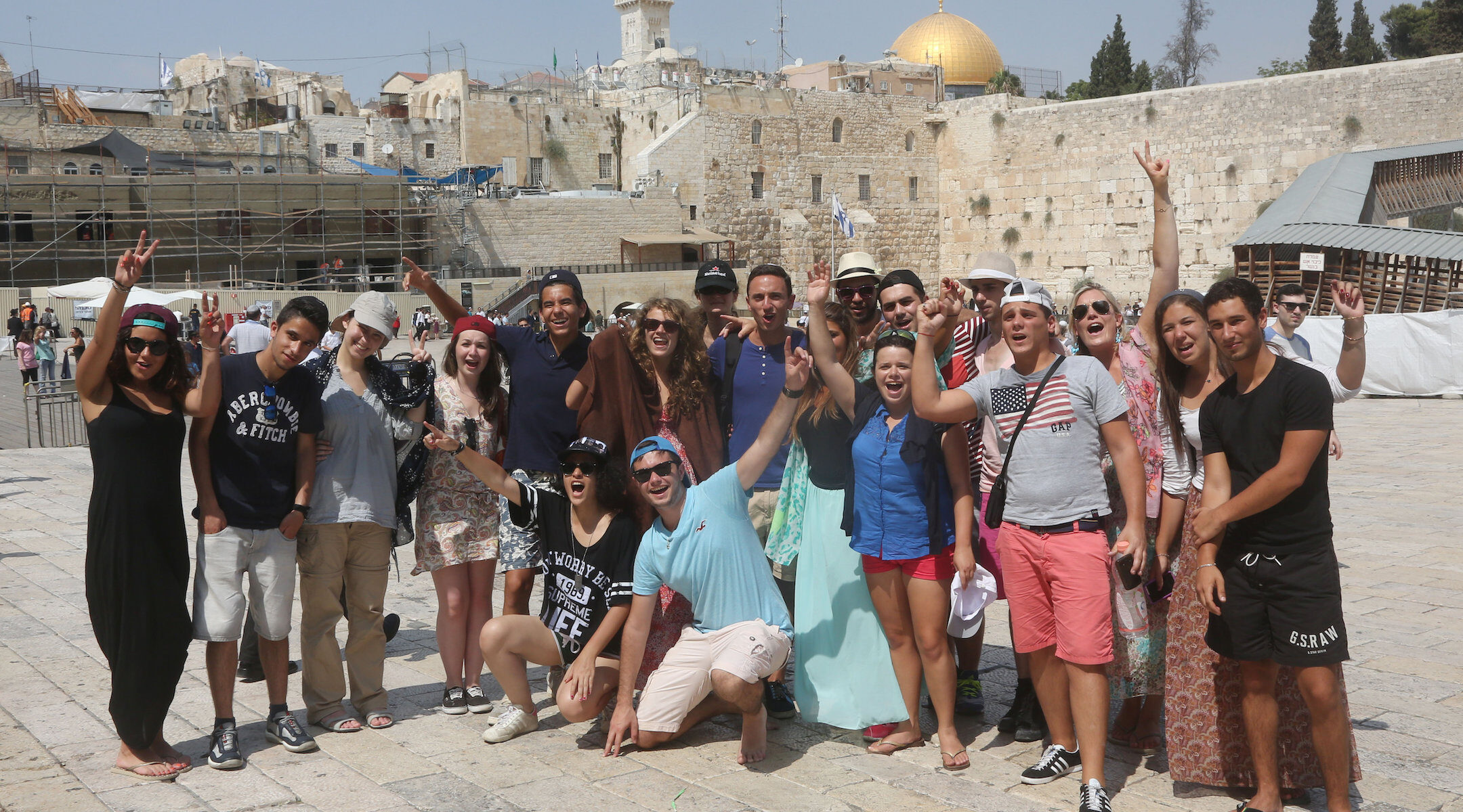 Americans posing in front of the Western Wall