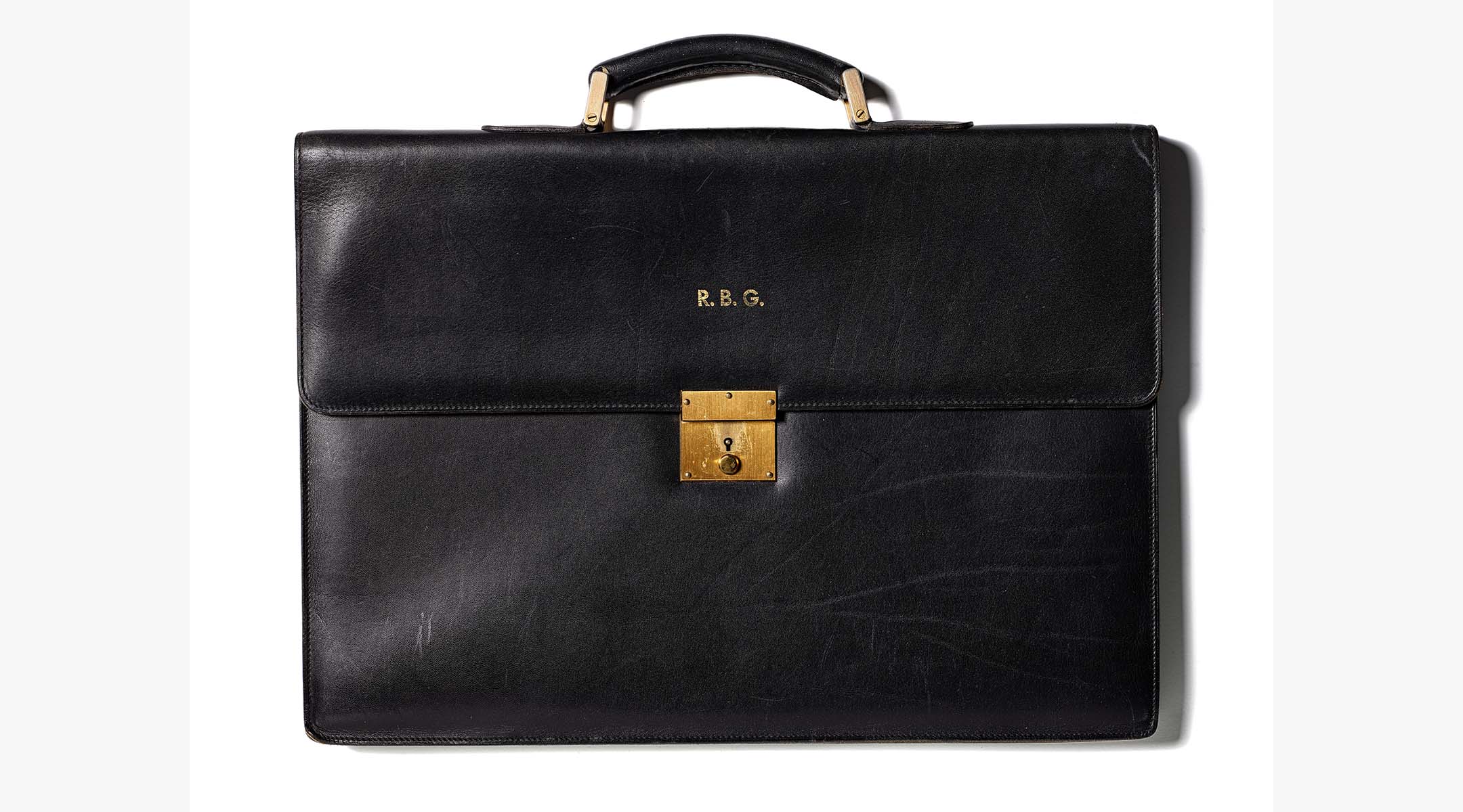 A black leather brief case.