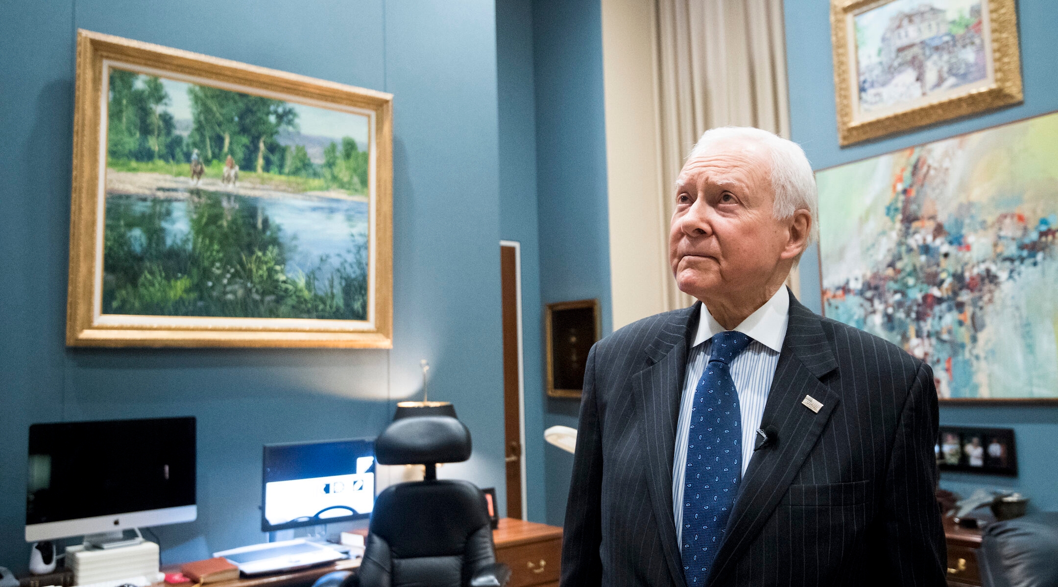 A senator in his office