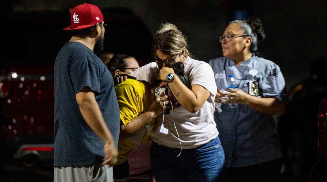 A family grieving.