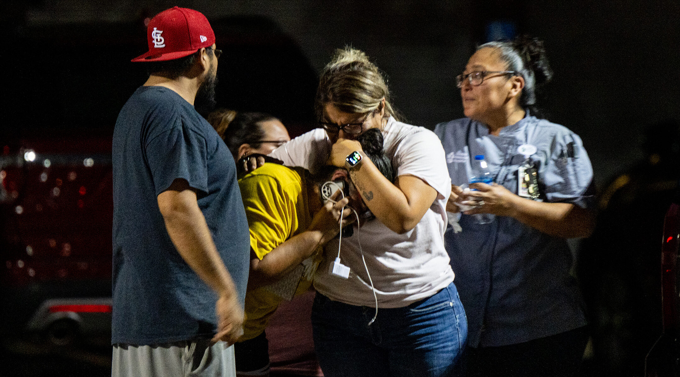 A family grieving.