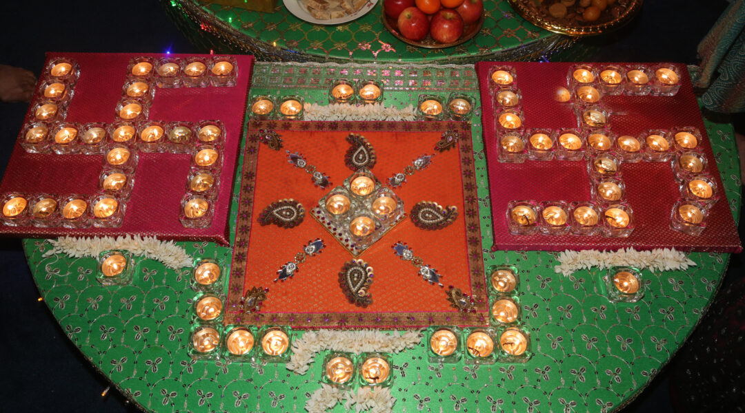 Lamps in a swastika pattern