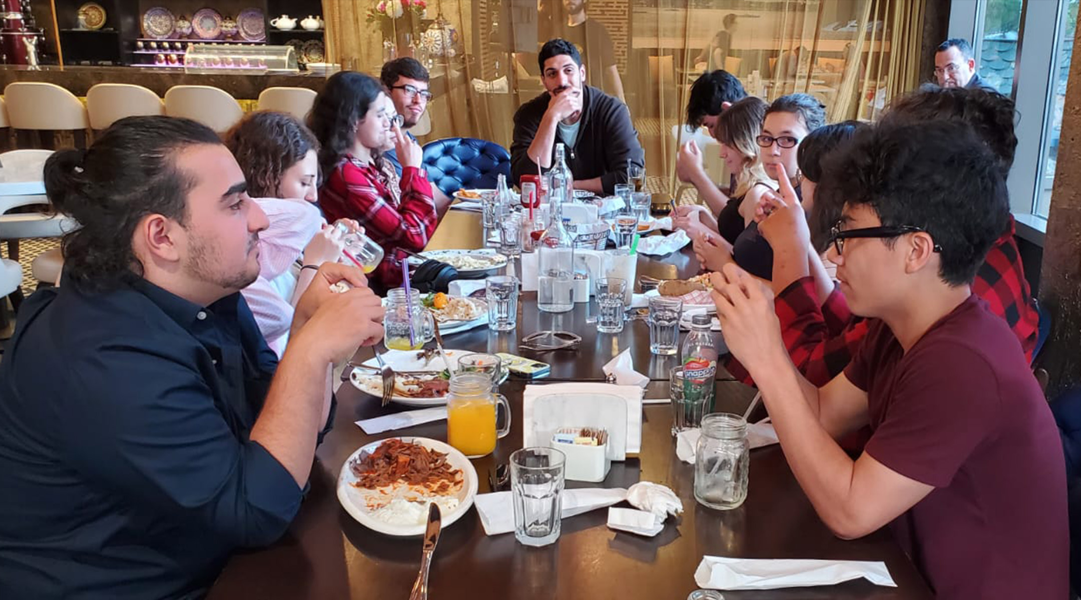 Enes Kanter Freedom with Brooklyn Amity School students