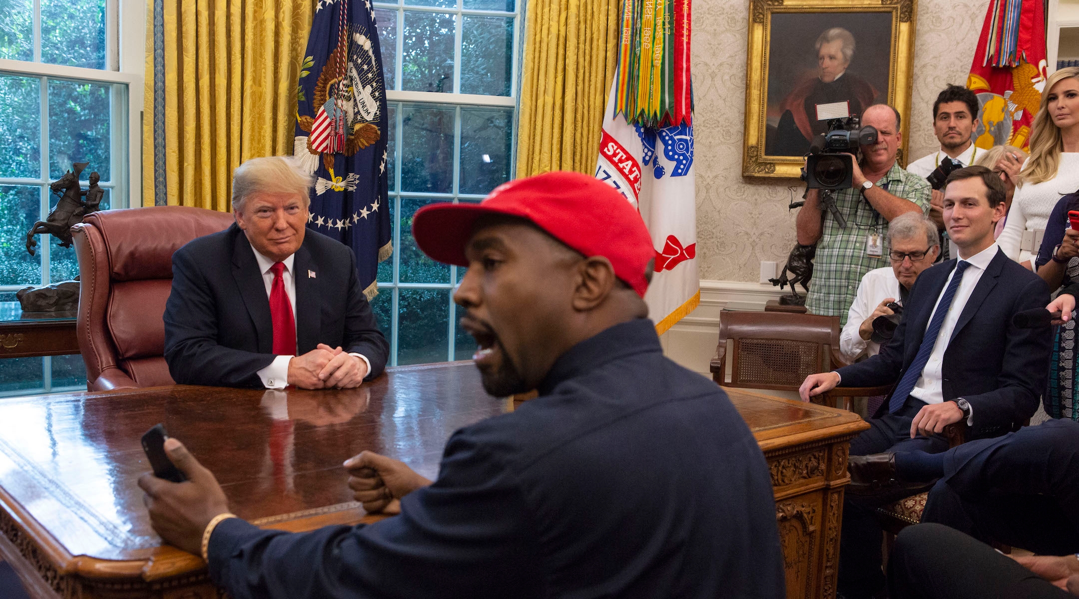 Trump with Kanye West in Oval Office
