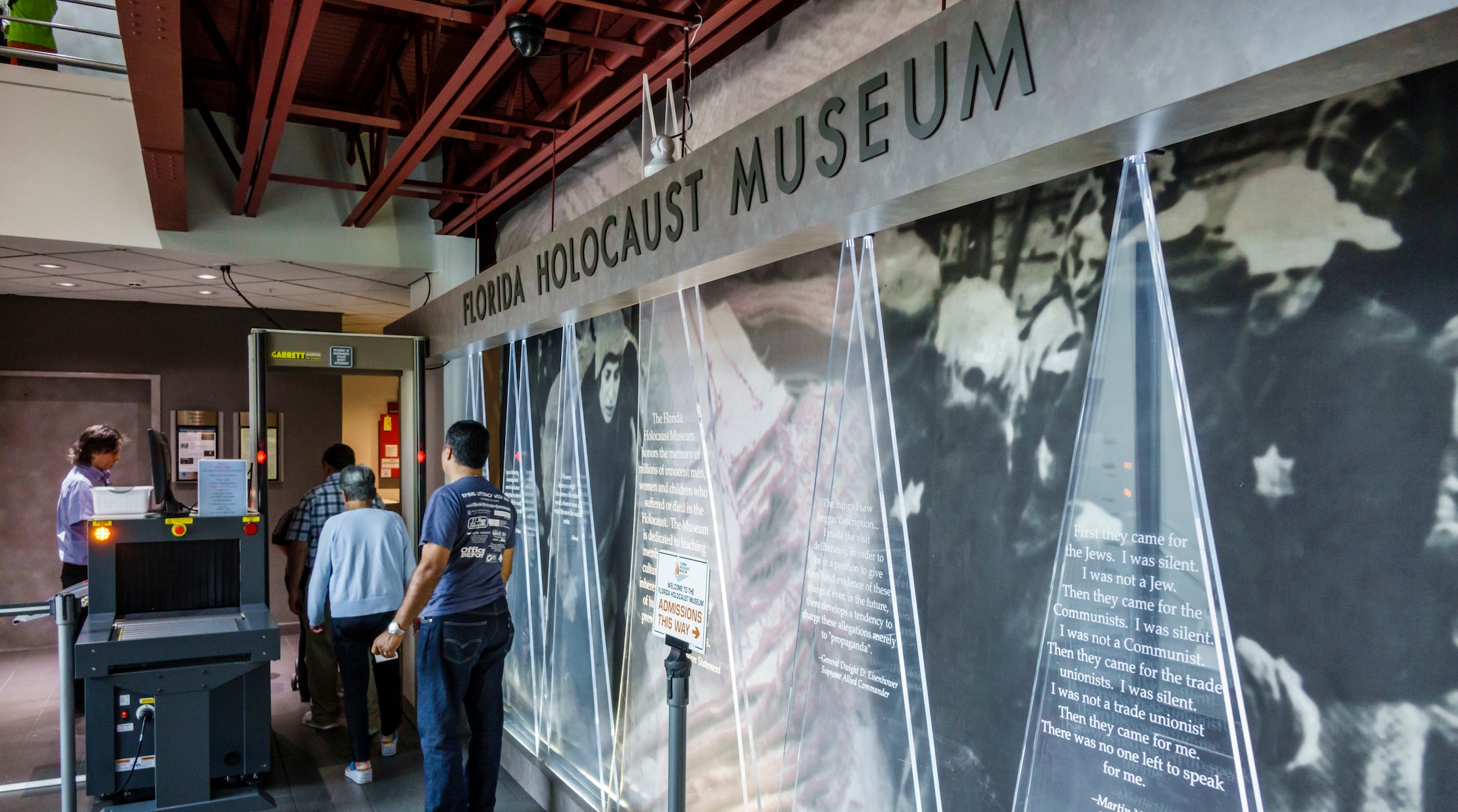 A metal detector outside a Holocaust museum