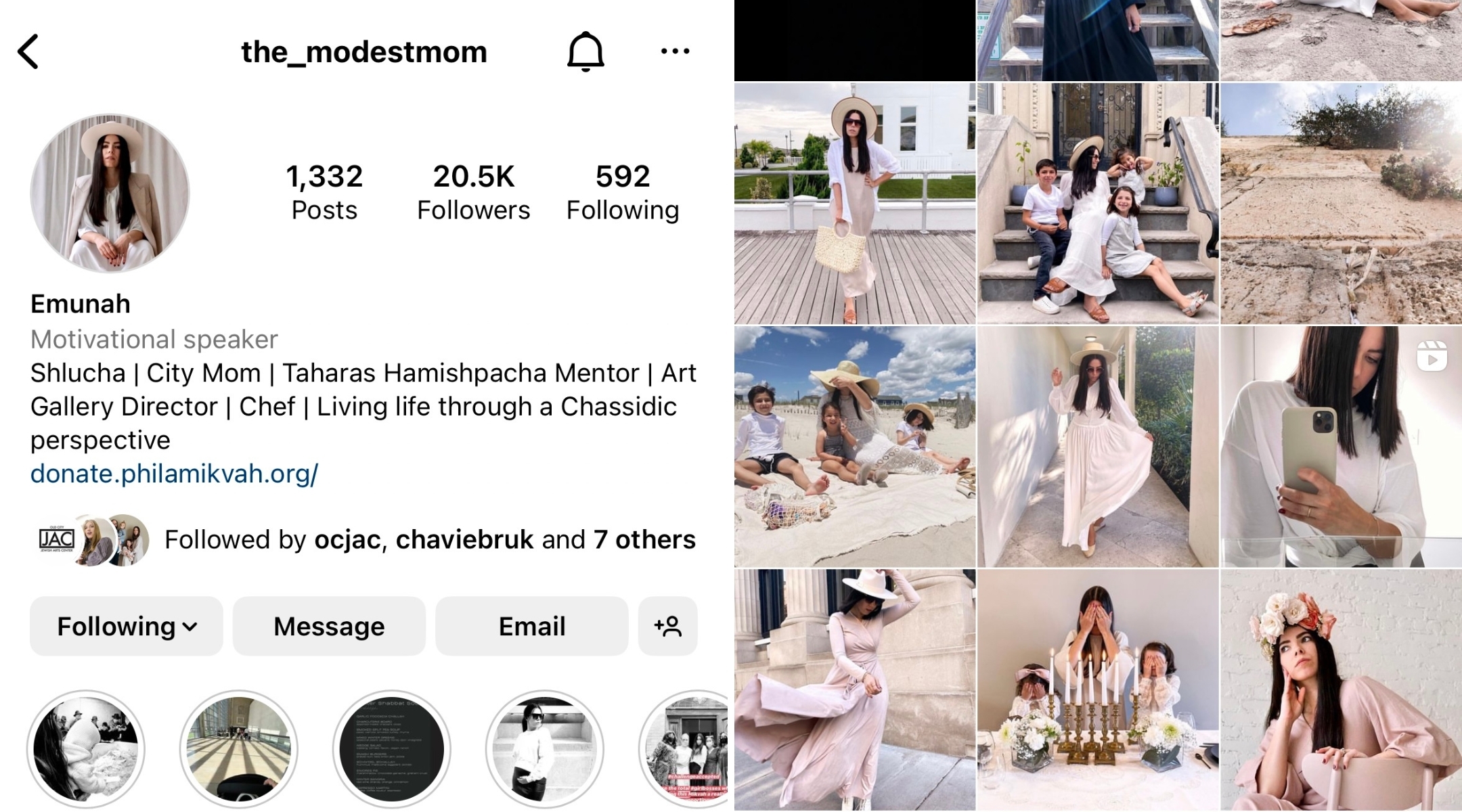 Emunah Wircberg is a Chabad emissary and a modest fashion blogger. (Screenshots via Instagram)