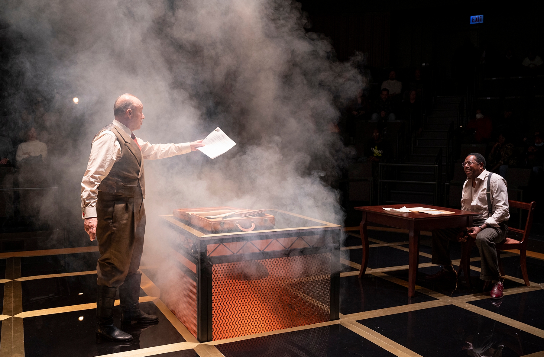 Yasen Peyankov and James Vincent Meredith in a scene from the play about Isaac Babel. (Michael Brosilow)