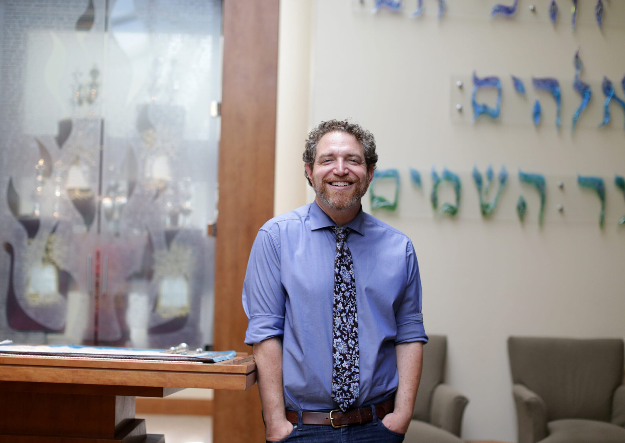 Rabbi Mike Rothbaum, seen here in Massachusetts in 2017, is an Atlanta rabbi who has participated in “Cop City” protests. (Jonathan Wiggs/The Boston Globe via Getty Images)