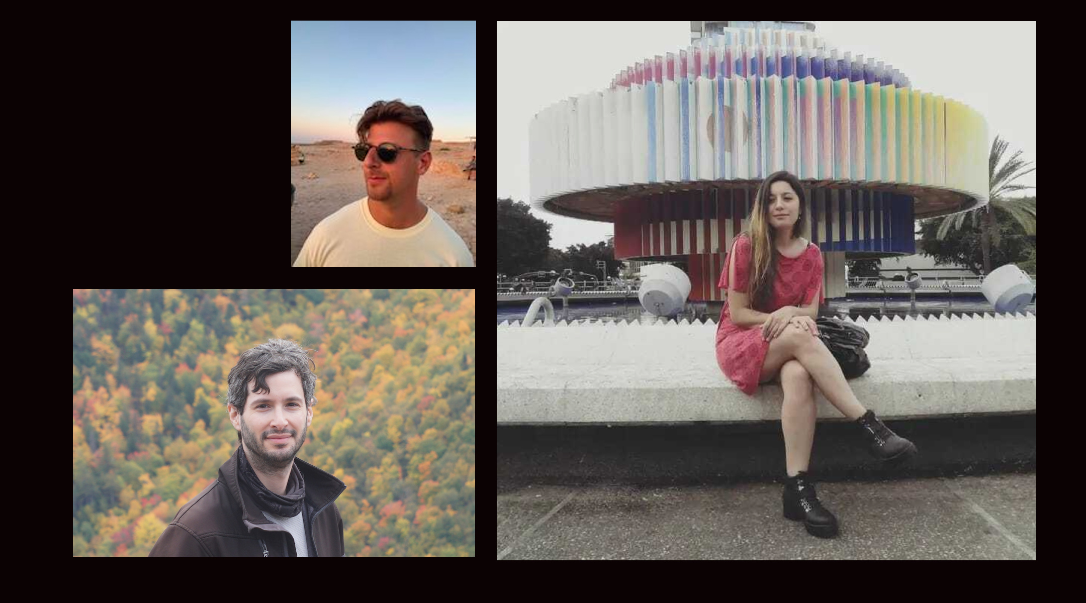 Clockwise from upper left: Benjamin-Michael Aronov, Casandra Larenas and Ofer Stern are all leaving Israel because of political unrest there. (All photos courtesy)