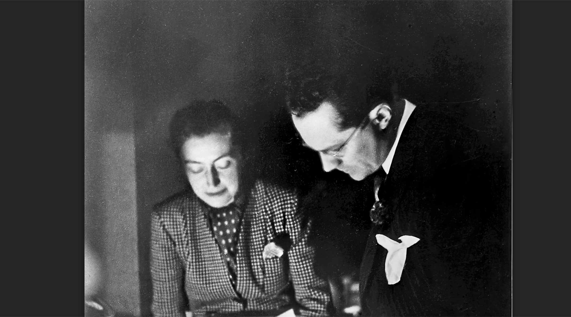 Varian Fry with Miriam Davenport in the first offices of the Centre Américain de Secours in Marseille in 1940. Davenport, a friend of Mary Jayne Gold, also worked in the rescue effort but is omitted from “Transatlantic.” (Varian Fry Institute)