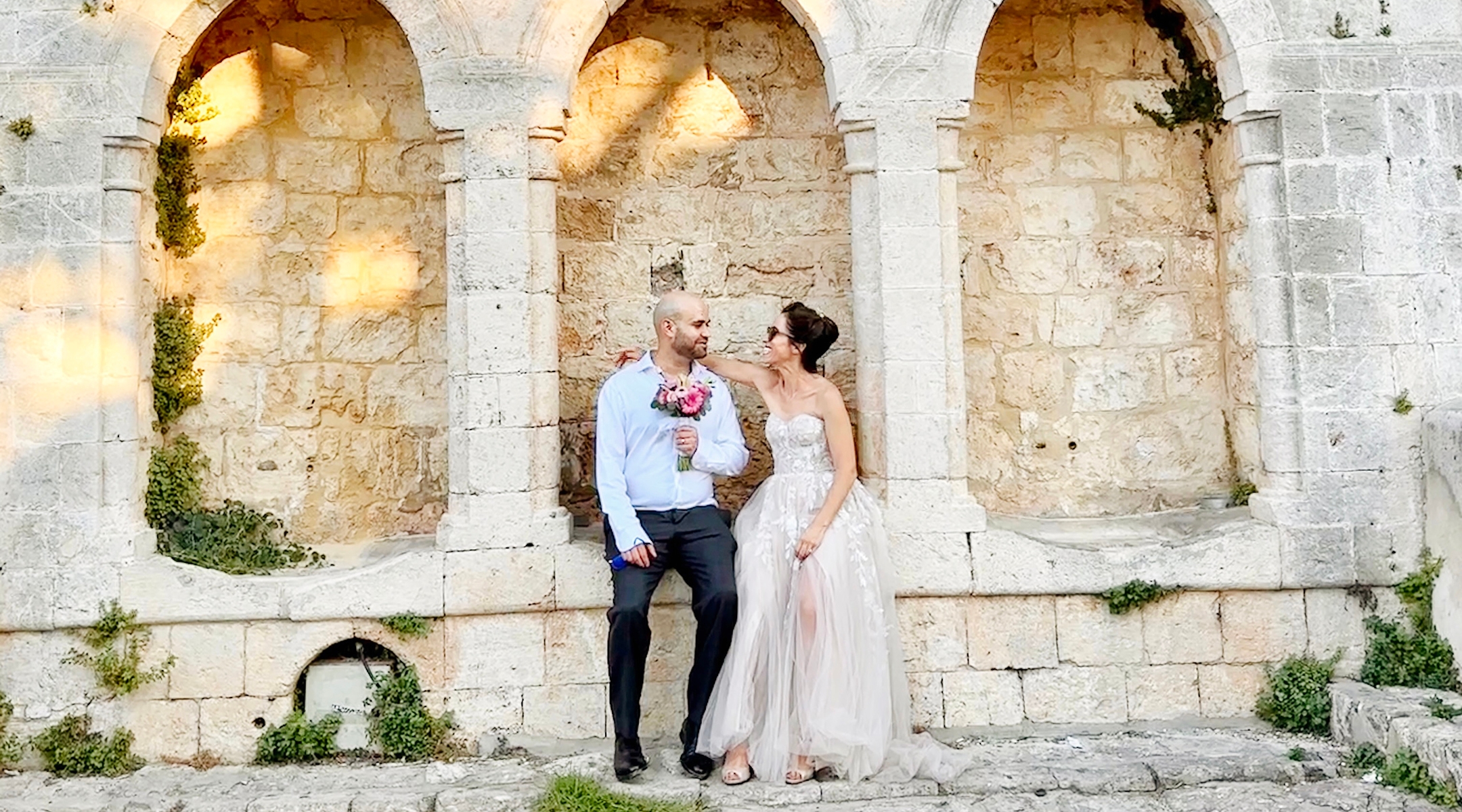 Hallie Applebaum and Evan Raffel held one wedding ceremony in Israel, where Raffel’s mother is from. (Taylor Applebaum)