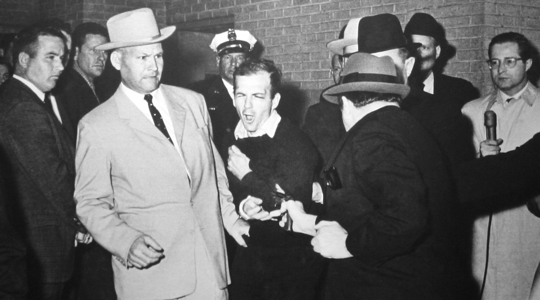 Jack Ruby, right, shoots Lee Harvey Oswald in Dallas, Nov. 25, 1963. (Dallas Times Herald)