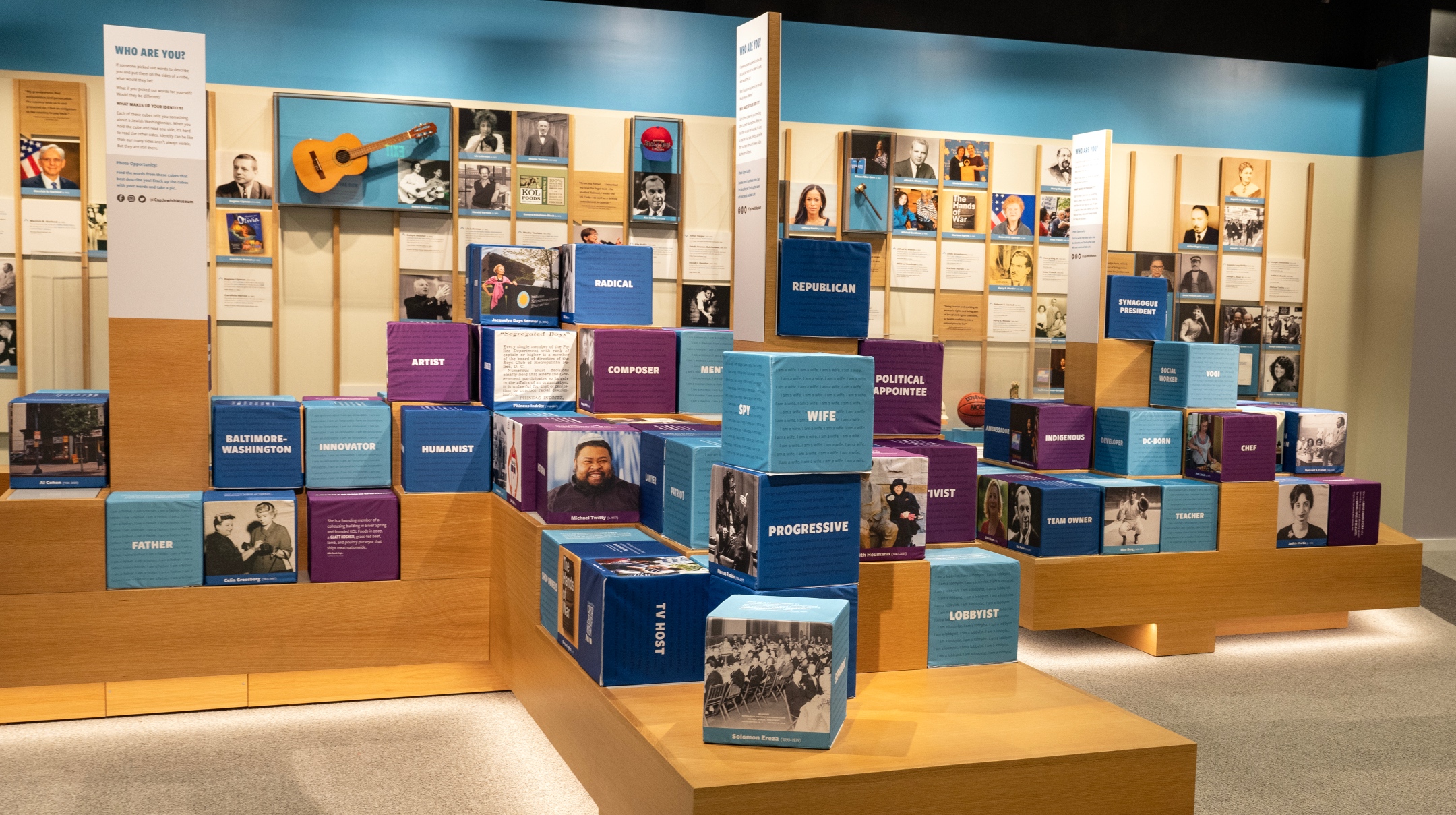 An exhibit at the new Capital Jewish Museum asks visitors, “Who are you? and features a diverse array of Jews , in Washington D.C., June 1, 2023. 