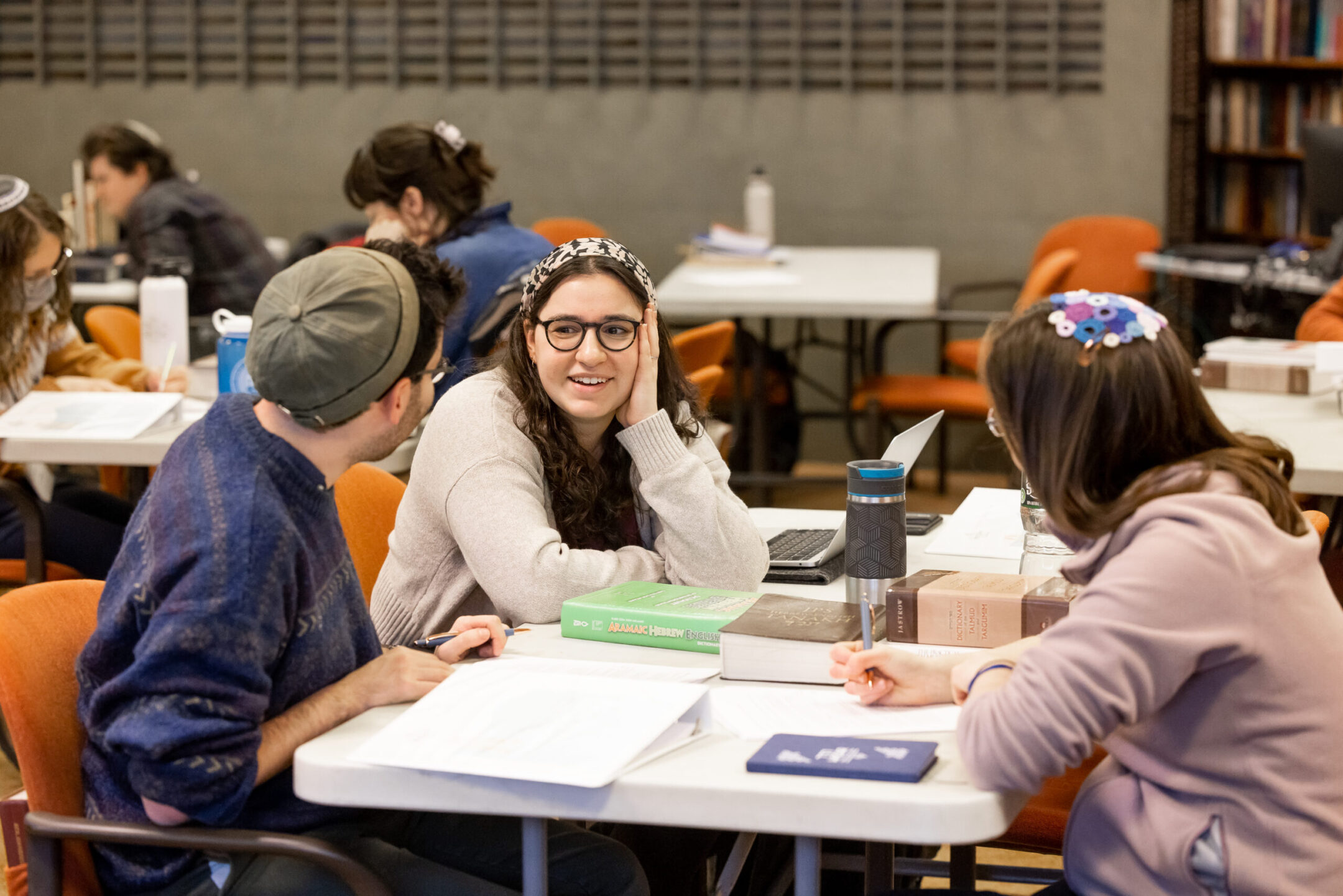 Yael Jaffe, pictured here in Hadar’s beit midrash, will work in a synagogue in London after being ordained as a rabbi by Hadar. She is the only one of her classmates to take a traditional synagogue job. (Courtesy Hadar)